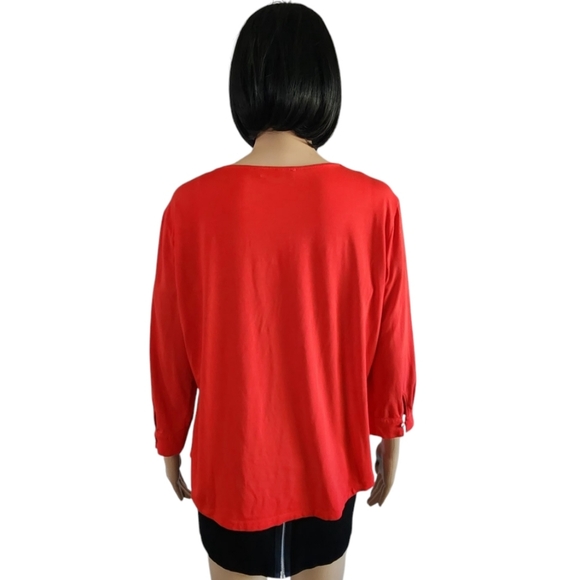 Coco y club red quarter sleeves v-neck top, size XL - Picture 4 of 9